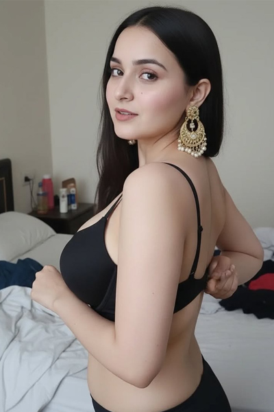 Stylish woman wearing jewelry and traditional attire.